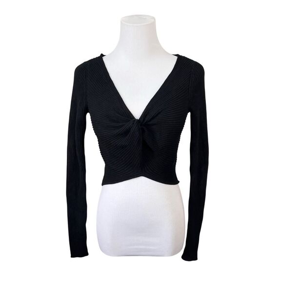 Abercrombie & Fitch Twist Front Ribbed Tank Sweater Cropped Black SMALL Y2k Goth - Picture 1 of 9